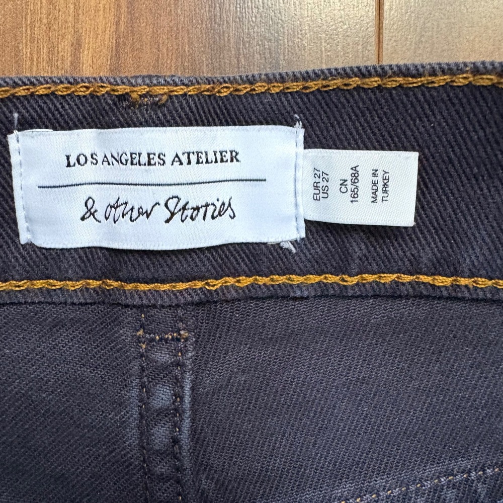 & Other Stories Los Angeles Atelier Wide Leg Cropped Jeans Navy Button Fly 27 - Picture 3 of 10
